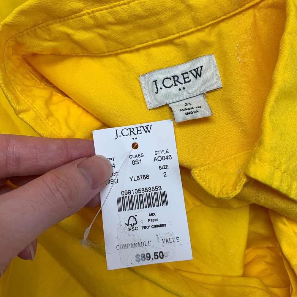 J.Crew Yellow Sleeveless Button Down Belted Shirt Dress AO046 Womens Size 2 NEW - Picture 6 of 7